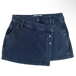 Free People Black Denim Mini Skirt Goth Grunge Size 24